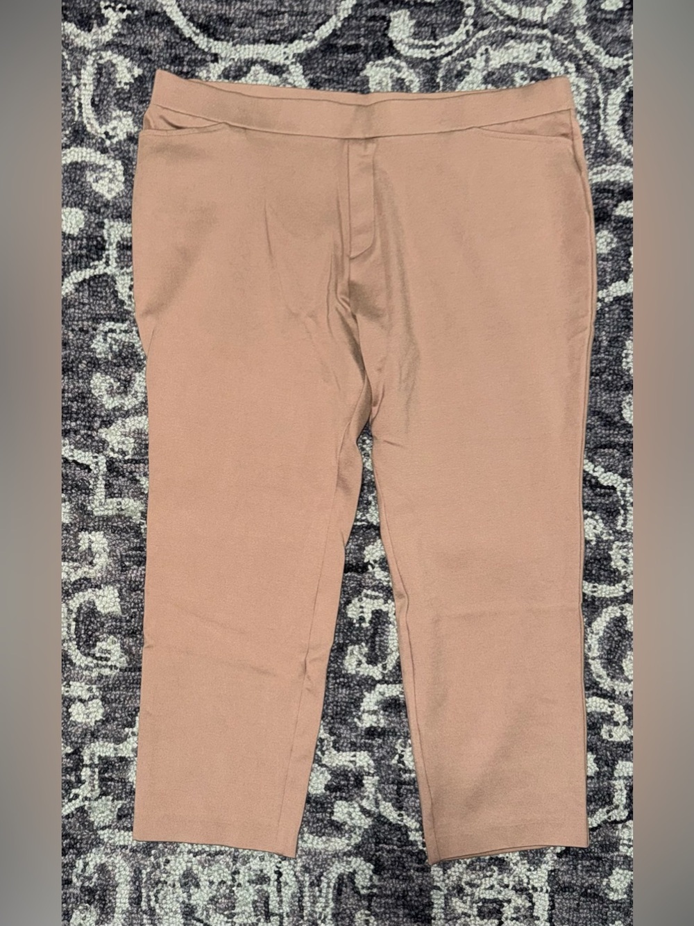 Susan Graver Khaki Petite Smart Ponte Knit Slim Leg Pants! Size XLP.